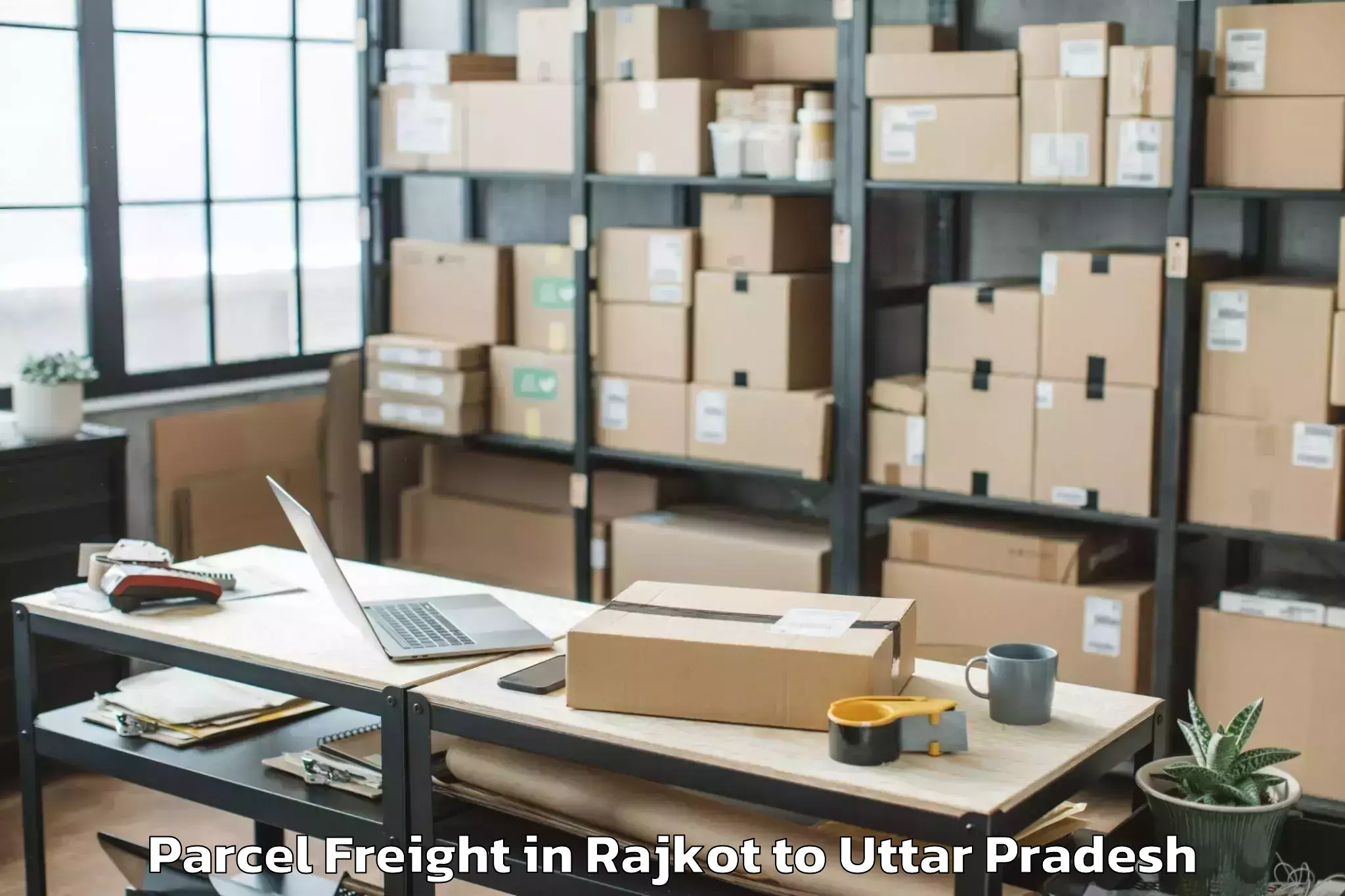 Top Rajkot to Teerthanker Mahaveer Universit Parcel Freight Available